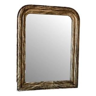 Large Louis Philippe Style Wall Mirror in Gray Wood, 1890s For Sale