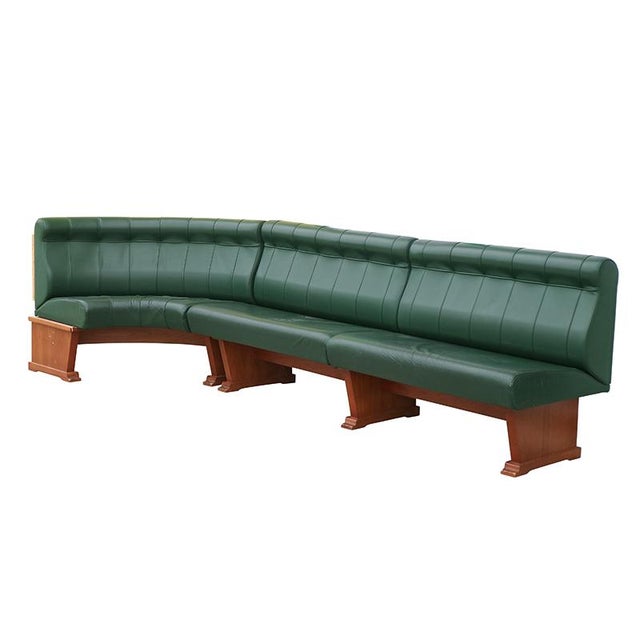 Brown Modular Wall Bench in Green Leather and Wooden Structure, 1970s, Set of 2 For Sale - Image 8 of 8