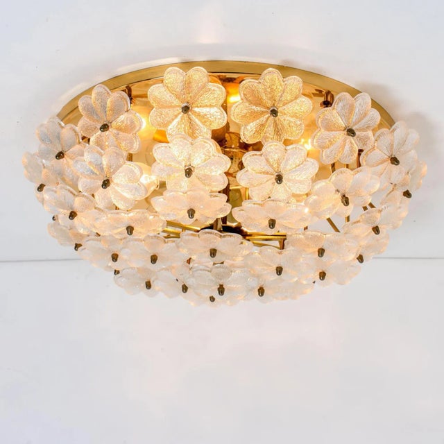 Crystal Flower Flush Mount attributed to Ernst Palme, Germany, 1970s For Sale - Image 11 of 13