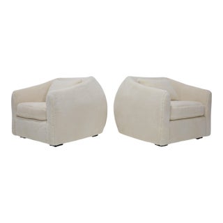 Pair of Jean Royere Style Polar Lounge Chairs in Holly Hunt Great Plains For Sale