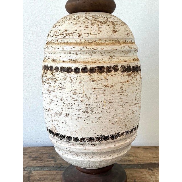 Wood Vintage MCM Lava Glaze Lamp For Sale - Image 7 of 12