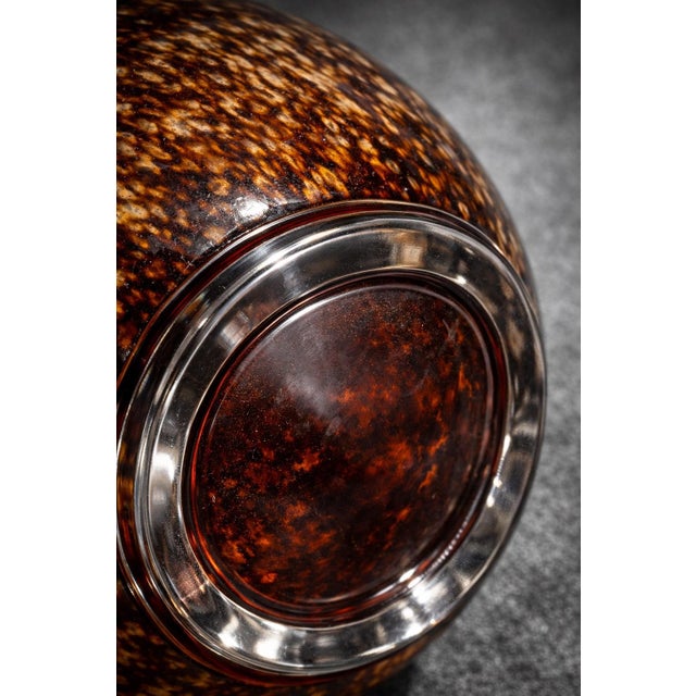 Studio Pottery Orb Vase With Tortoiseshell Glaze Band For Sale - Image 4 of 5