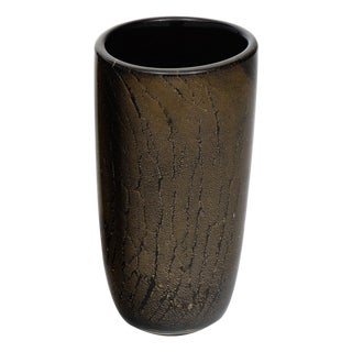 Black and Avventurina Murano Glass Vase For Sale