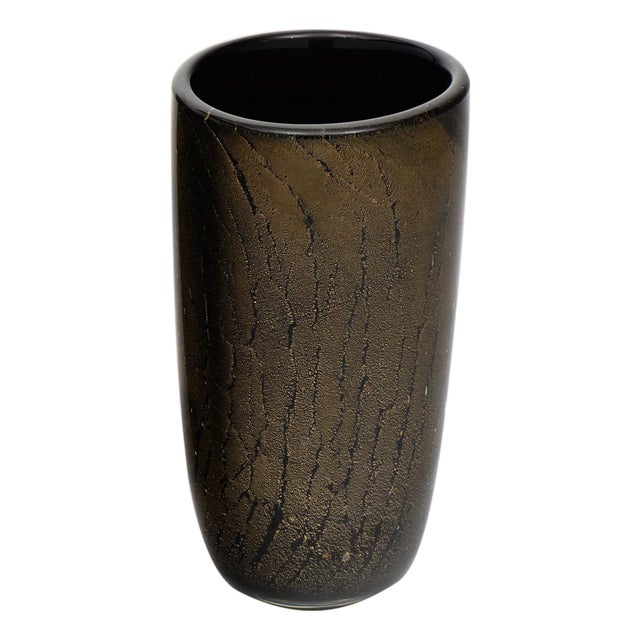 Black and Avventurina Murano Glass Vase For Sale