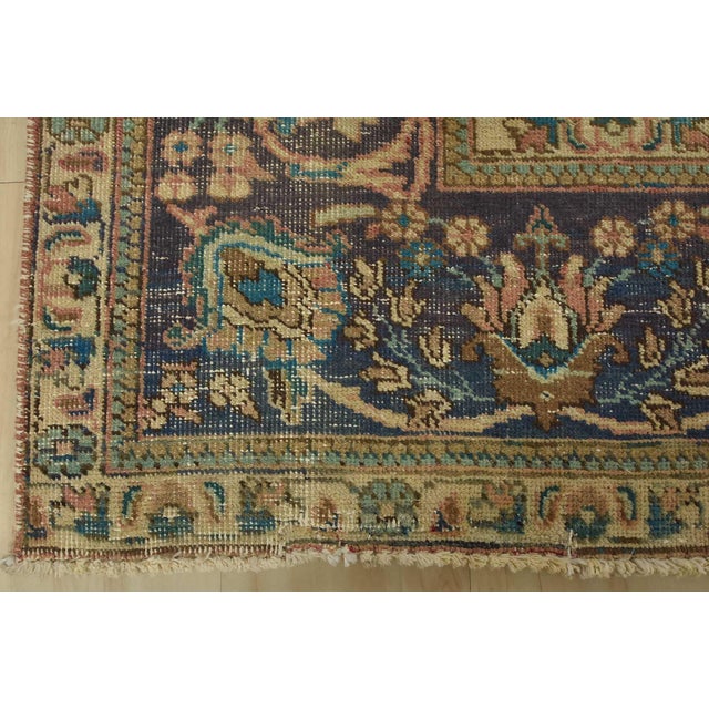 Tabriz Rug 7’8” X 10′ Pink Wool Vintage Distressed Hand-Knotted Carpet For Sale - Image 12 of 15