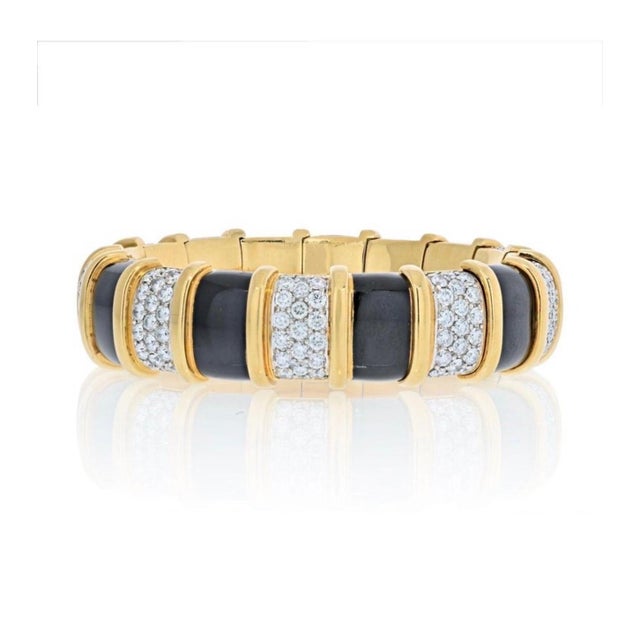 2020s Tiffany & Co.Platinum & 18k Yellow Gold Schlumberger Paillonne Diamond Bangle For Sale - Image 5 of 8
