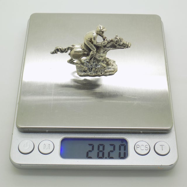 Silver Vintage Italian Sterling Silver 925 Racing Horse Figurine from Arezzo, 1970s For Sale - Image 8 of 11