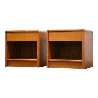 Modern Teak Nightstands - a Pair For Sale