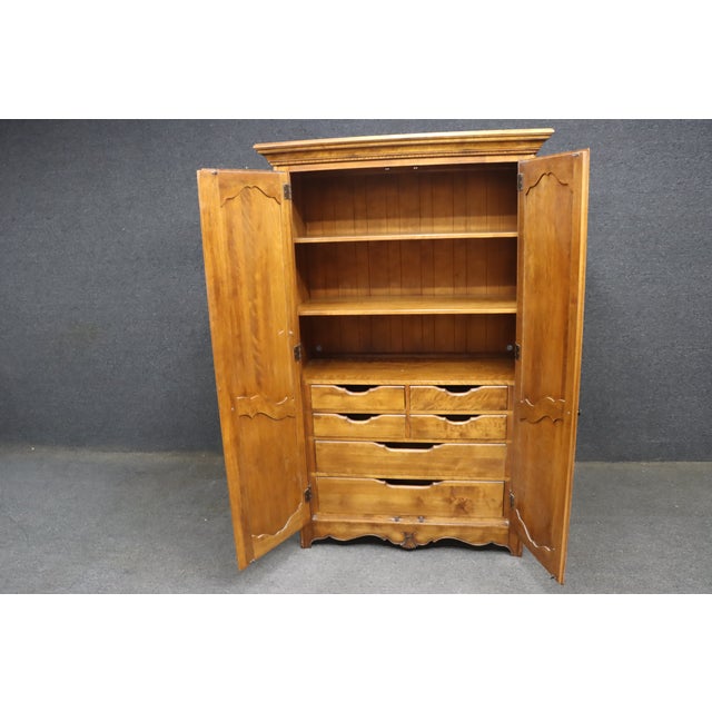 Wood Ethan Allen Cherry French Provincial Linen Press Armoire For Sale - Image 7 of 17