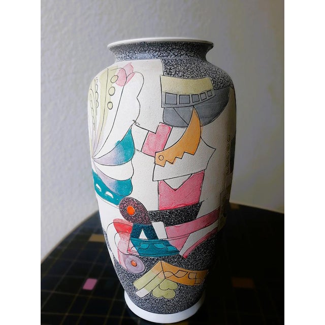 Vintage Handpainted Ceramic Vase, 1970s For Sale - Image 3 of 11