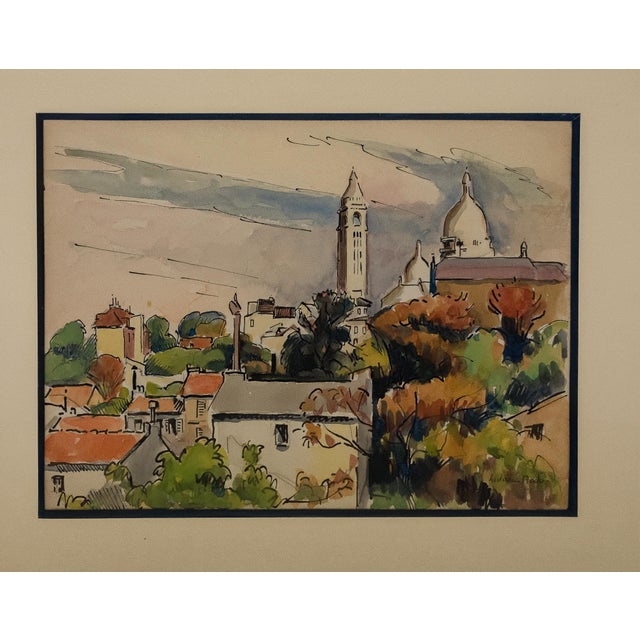 Early 20th Century Early 20th Century Ludovic-Rodo Pissarro - Vue De Montmartre, Watercolor & Ink For Sale - Image 5 of 5