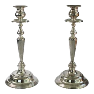 Vintage Silver Plate Candle Holders for Taper Candlesticks Tall Large 1980's a Pair