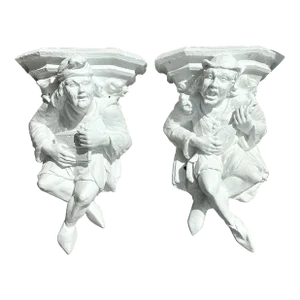Vintage Boho Plaster Jester Brackets - a Pair