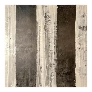 Lynn Basa Encaustic Black and White Stripe Panel "Camino", 2018