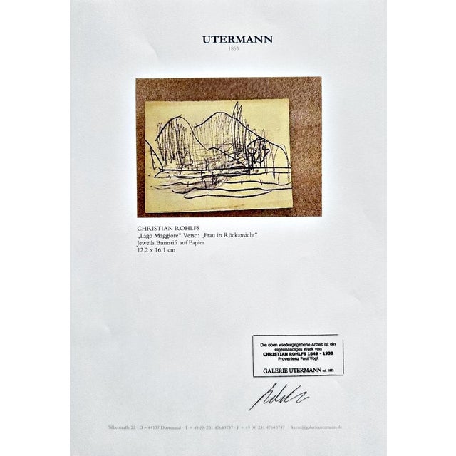 Christian Rohlfs, Lago Maggiore, Drawing, Certificate of Authenticity For Sale - Image 3 of 5