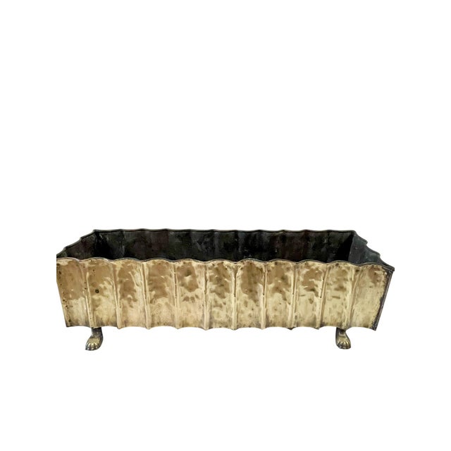 Mid-Century Modern Vintage Mid Century Brutalist Italian Brass Planter Paw Feet For Sale - Image 3 of 18