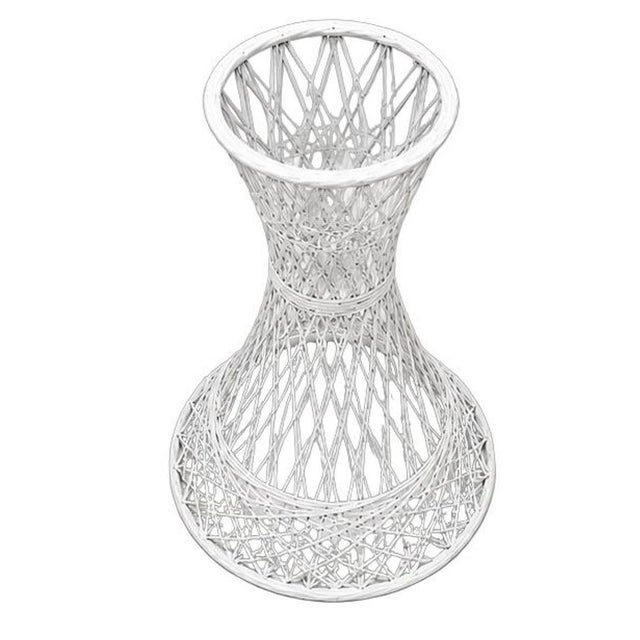 An eye-catching vintage spun fiberglass pedestal or plant stand featuring an elegant silhouette in the shape of a weighted...