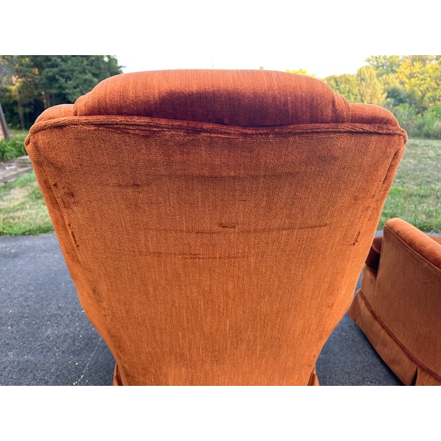 Pair of Vintage 1970s Swivel Rocker Chairs - Bronze Tufted Velvet (Kroehler/Middletown) For Sale - Image 17 of 17