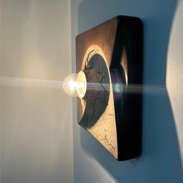 German Brown Square Ceramic Wall Light by Hustadt Keramik, 1970 For Sale - Image 12 of 18
