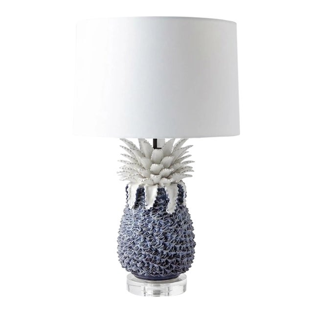 Vintage Italian Glazed Ceramic Pineapple Table Lamp | Hollywood Regency Style For Sale