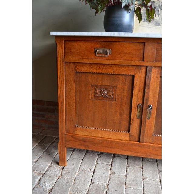 Art Deco Wardrobe in Oak with Marble Top For Sale - Image 3 of 12