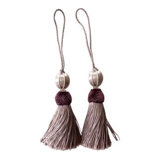 Pair of Wisteria / Lavender Beaded Key Tassel - H 4.75" For Sale