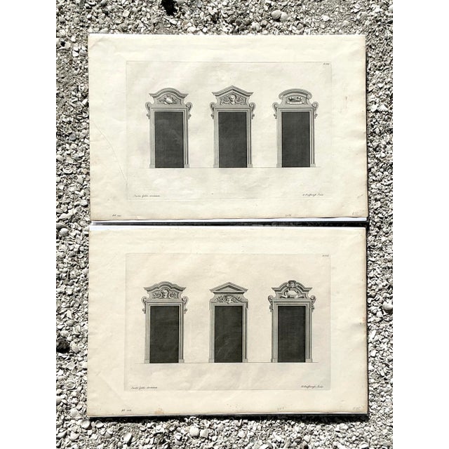 This sophisticated pair of vintage prints celebrates the precision of Neoclassical architectural design, showcasing...