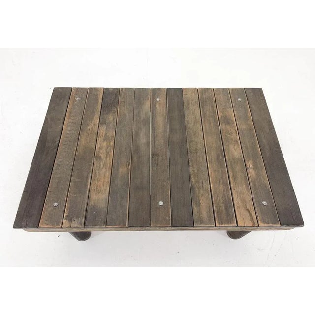 Industrial Vintage Industrial Wood & Iron Coffee Table, 1950s For Sale - Image 3 of 12