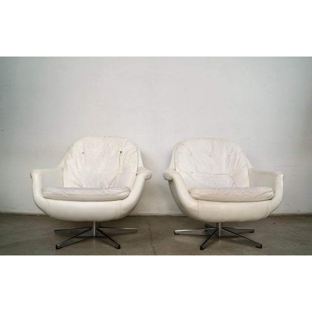 Mid-Century Modern 1960’s Mid-Century Modern Space Age Swivel Lounge Chairs by Selig - A Pair For Sale - Image 3 of 12
