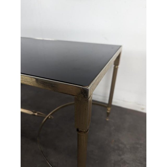 1960s Neoclassical Coffee Table in Brass and Black Glass, 1960s For Sale - Image 5 of 9