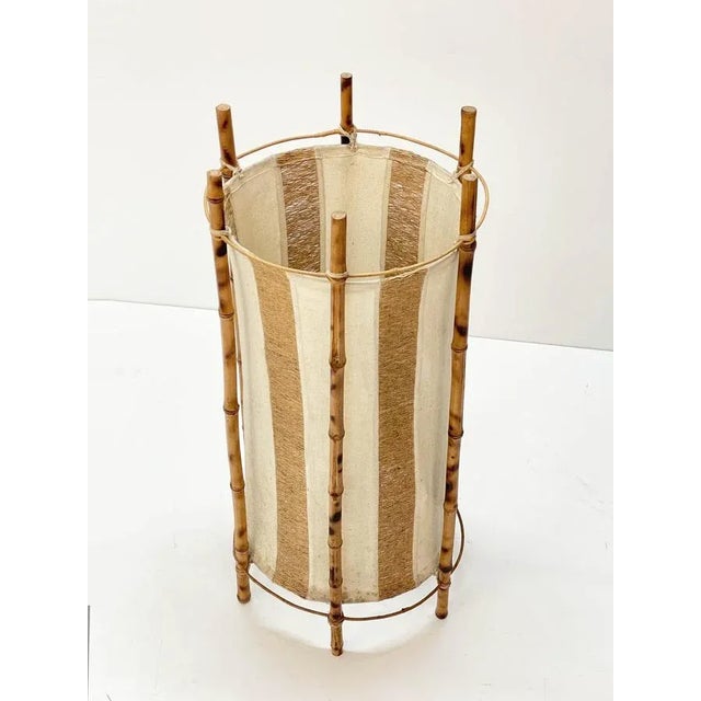 Mid-Century Italian Cotton, Bamboo & Rattan Floor Lamp by Louis Sognot, 1950s For Sale - Image 17 of 18