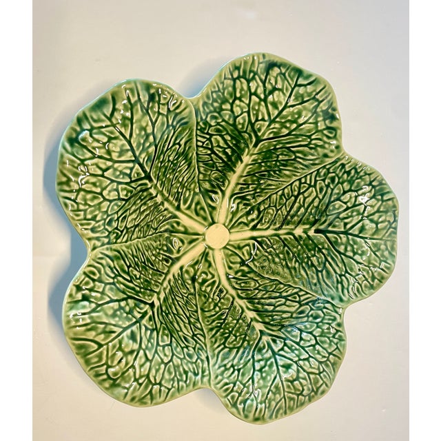 Mid-Century Modern Vintage Portuguese Bordallo Pinheiro Cabbage Ware Deep Serving Bowl For Sale - Image 3 of 9