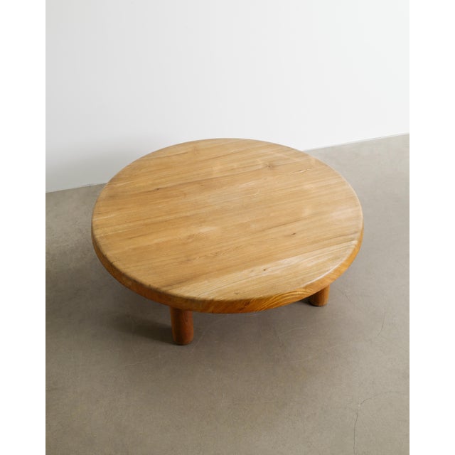 1960s Mid-Century French Round Elm Coffee Table by Pierre Chapo, 1960s For Sale - Image 5 of 7
