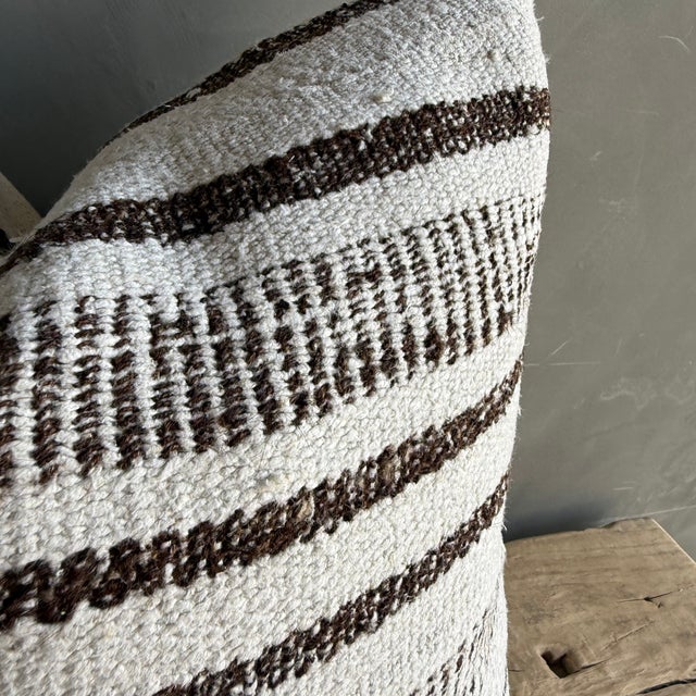 Rustic Vintage Rug Pillow Cover With Stripes For Sale - Image 3 of 8