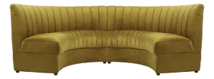 Matthew Izzo Home - Conrad Goldenrod Velvet Demi-Lune Banquet Sectional Sofa