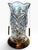 Beautiful vintage cut-glass hurricane candle holder featuring an intricate combination of diamond lattice cutting,...