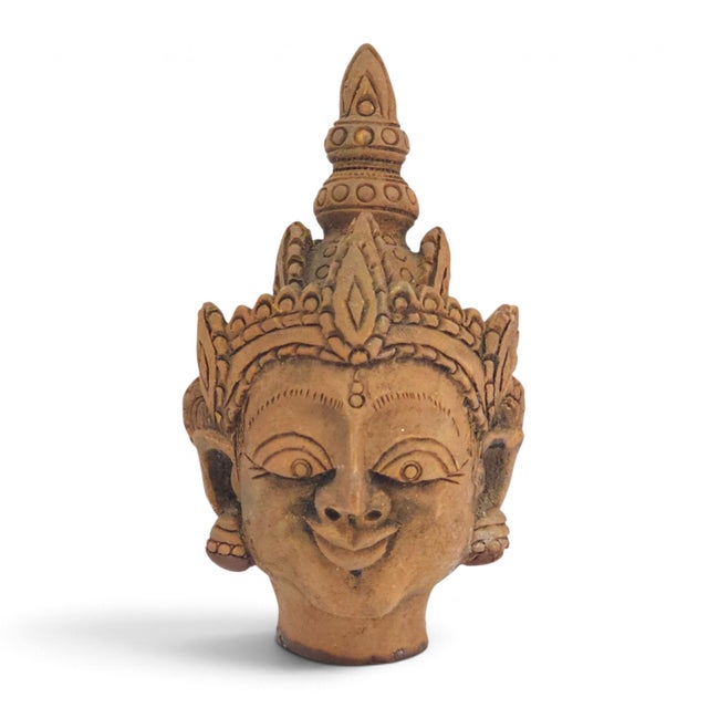 Mid-20th Century Thai Ramakien-Style Terracotta Character Busts, Pair For Sale In San Francisco - Image 6 of 16