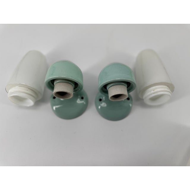 Ceramic Aqua Blue Green Wall Lamp by Wilhelm Wagenfeld for Lindner, 1958 For Sale - Image 13 of 14