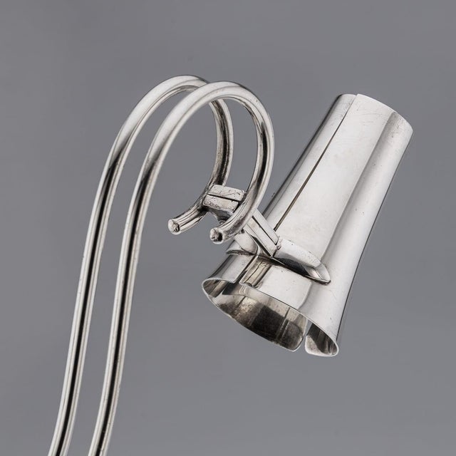 Metal Antique American Art Deco Silver Wine Bottle Holder from Cartier, 1920 For Sale - Image 7 of 14