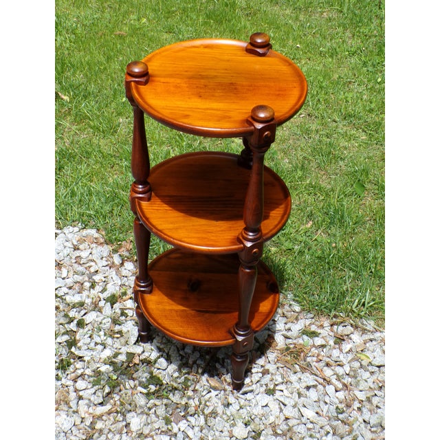 Ethan Allen Vintage Ethan Allen Old Tavern Collection Pine 3 Tier Table Plant Stand For Sale - Image 4 of 12