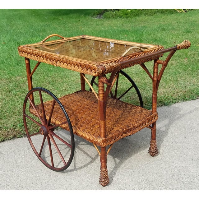 Antique Wicker Tea Trolley Bar Cart Chairish