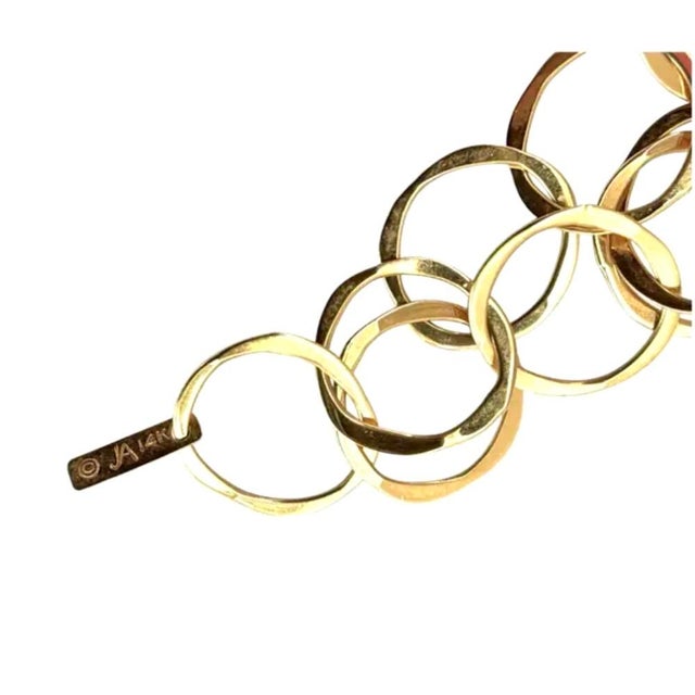14 Yellow Gold Open Circle Link Necklace, 15" Drop For Sale In Tampa - Image 6 of 8