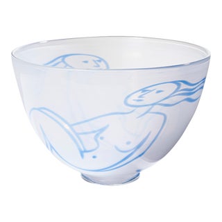 Lindean Mill Scottish Nude Art Glass Bowl, Picasso-Like For Sale