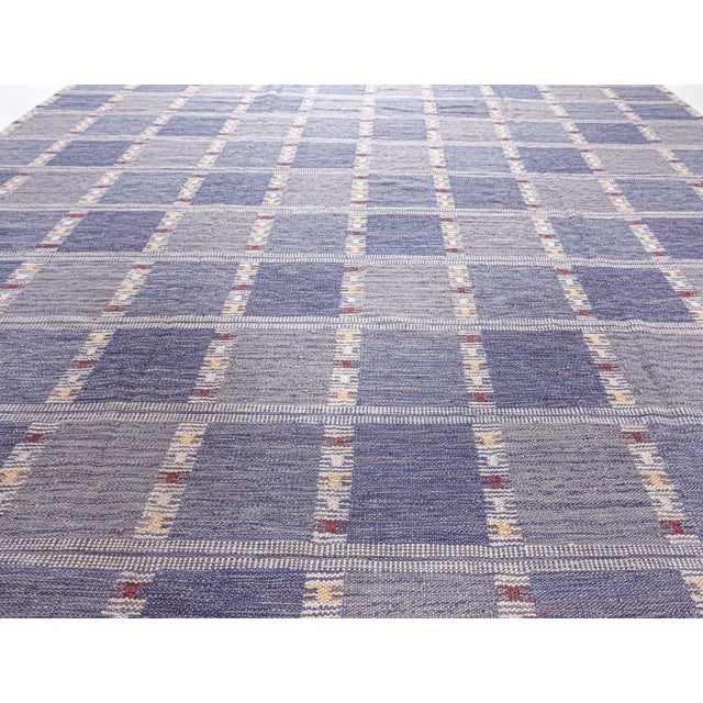 Modern Swedish Geometric Flat Weave Wool Rug – Extra Large Scandinavian-Inspired Handwoven Carpet by Doris Leslie Blau...