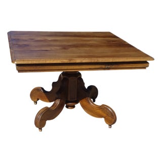 19th Century Solid Walnut Square Pedestal Table For Sale