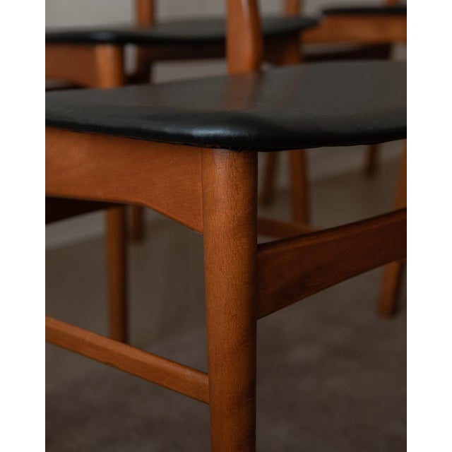 Vintage Danish Dining Chairs in Teak and Black Skai, 1960s, Set of 6 For Sale - Image 13 of 18
