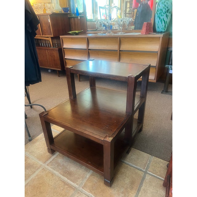 American 1970s Nichols & Stone Departures Collection Two Tiered Mission Style Side Table For Sale - Image 3 of 11