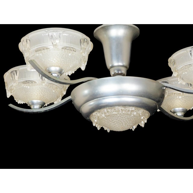 20th Century Art Deco Frosted Glass Chandelier, 1940s For Sale - Image 4 of 6