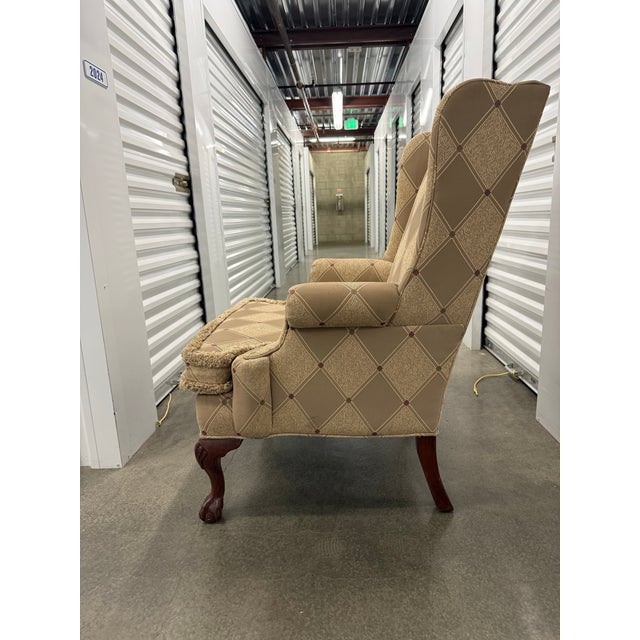Traditional Ethan Allen Wingback Chair - Traditional Fringe Trim, Cozy Reading Chair, Priced to Sell For Sale - Image 3 of 12