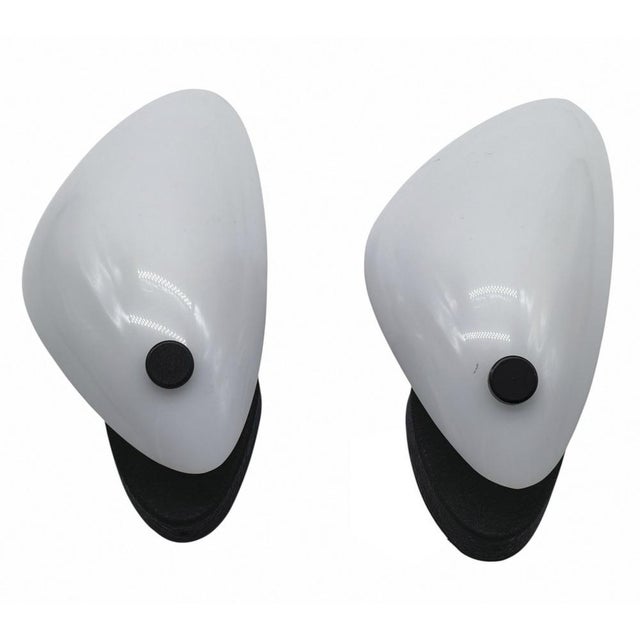 Black Space Age White and Black Wall Lamps, Italy, 1970s, Set of 2 For Sale - Image 8 of 8